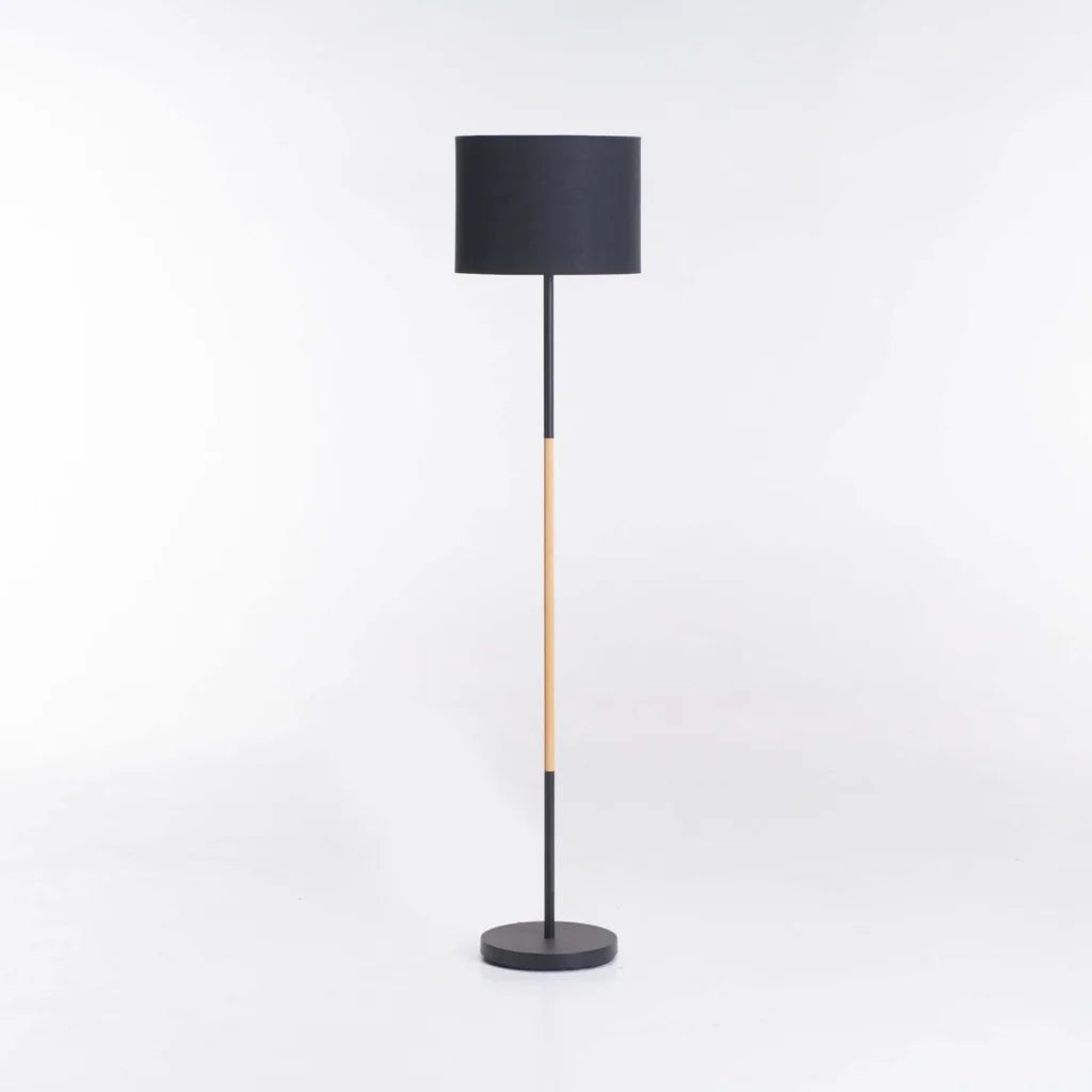 Standing Lamp Metal+Wood Fabric Shade 150cm Height