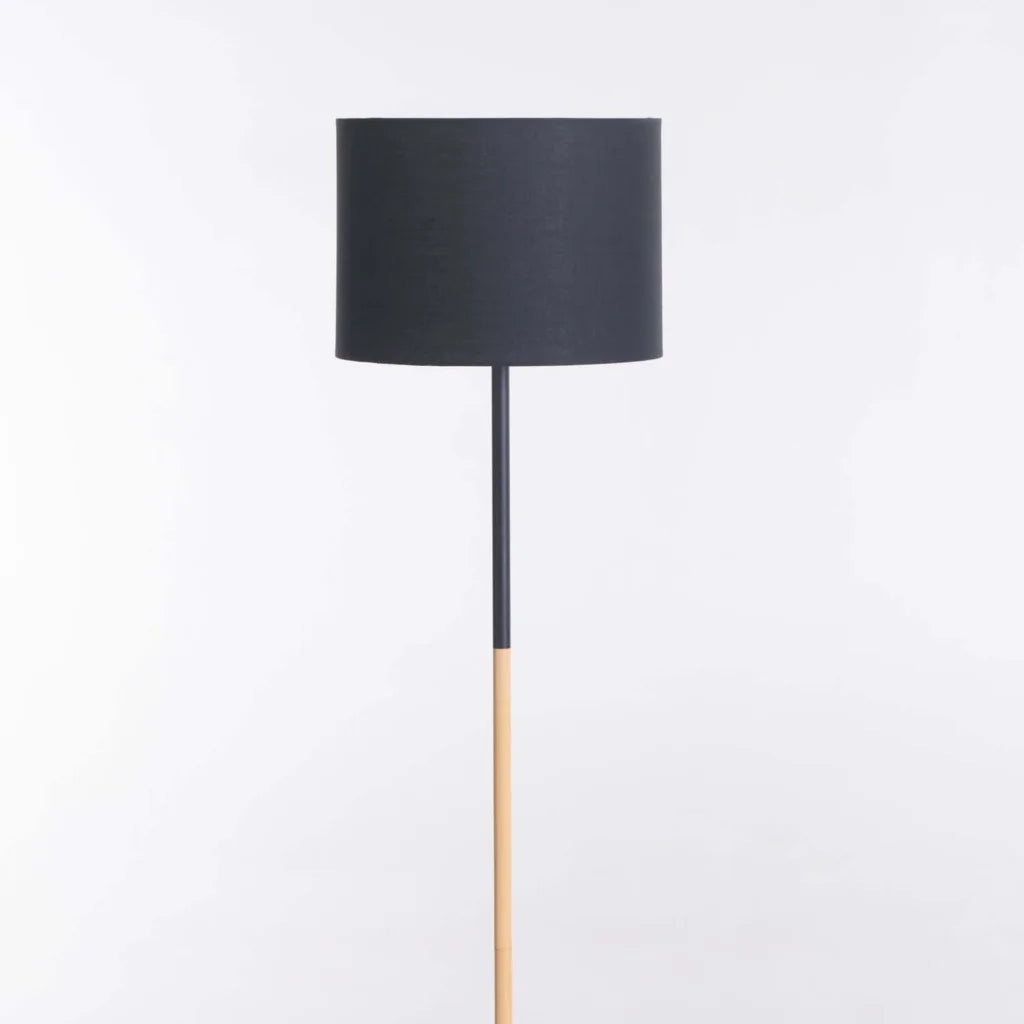 Standing Lamp Metal+Wood Fabric Shade 150cm Height