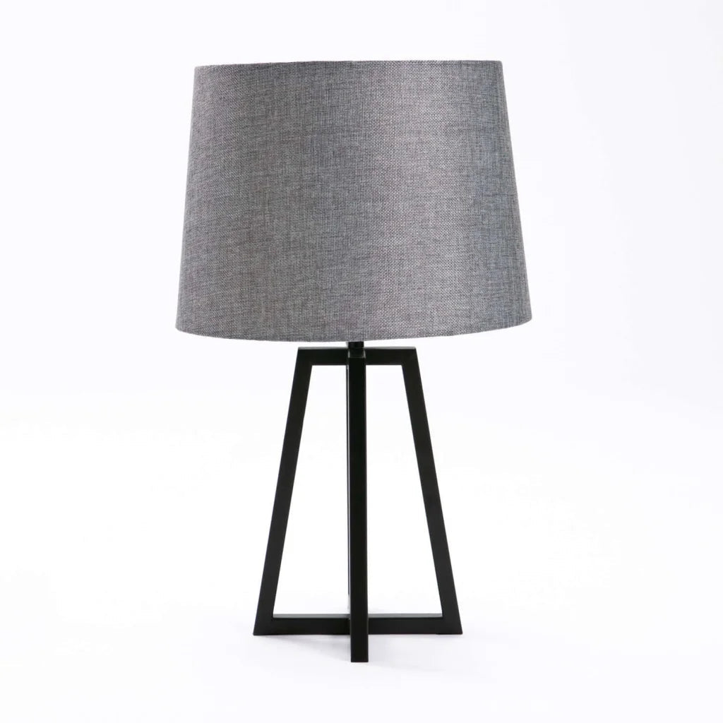 Table Lamp Black Metal Base Fabric Shade