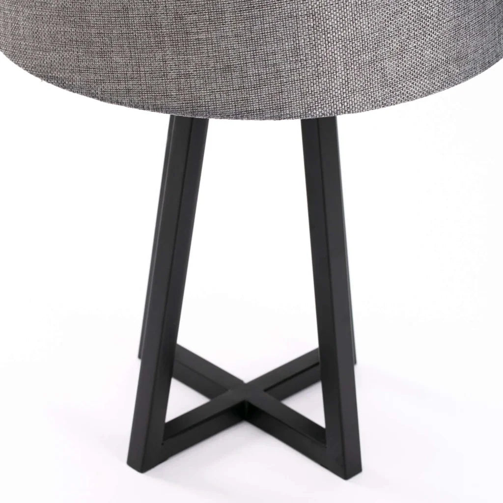 Table Lamp Black Metal Base Fabric Shade