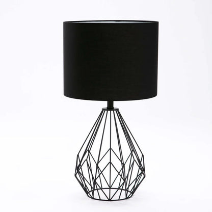 Table Lamp - Blk Metal Fabric Shade