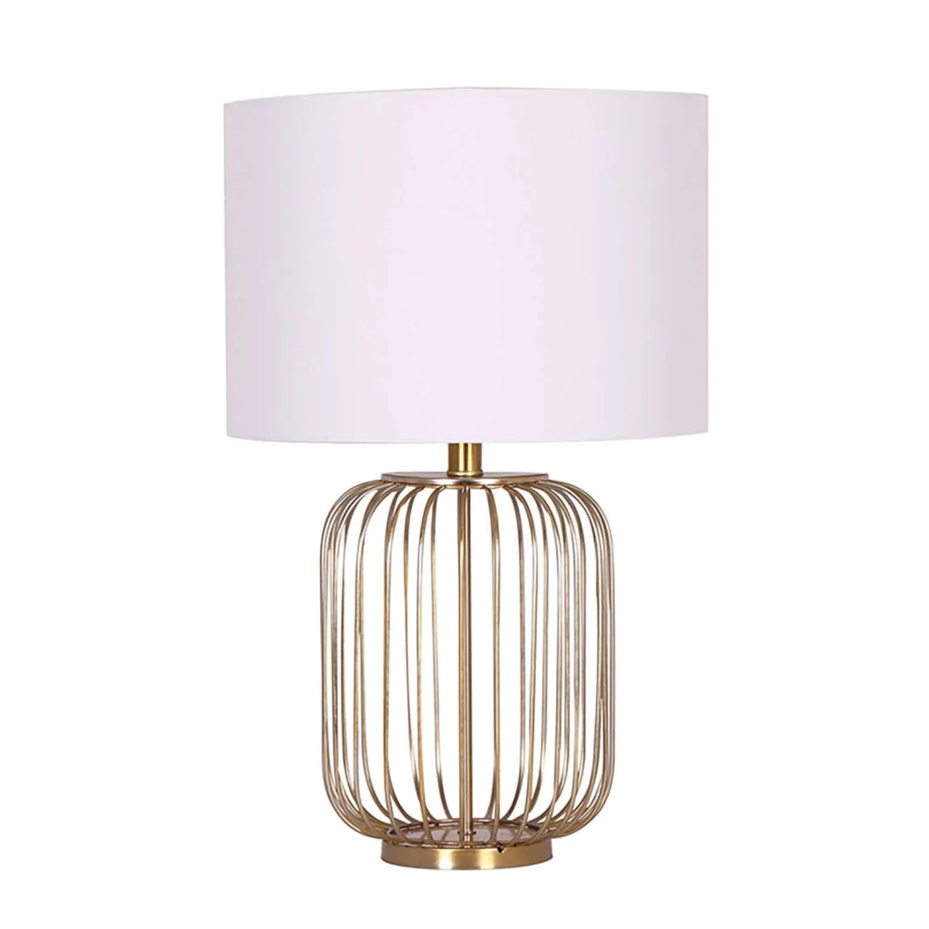 Table Lamp Metal Cage Fabric Shade