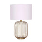 Table Lamp Metal Cage Fabric Shade